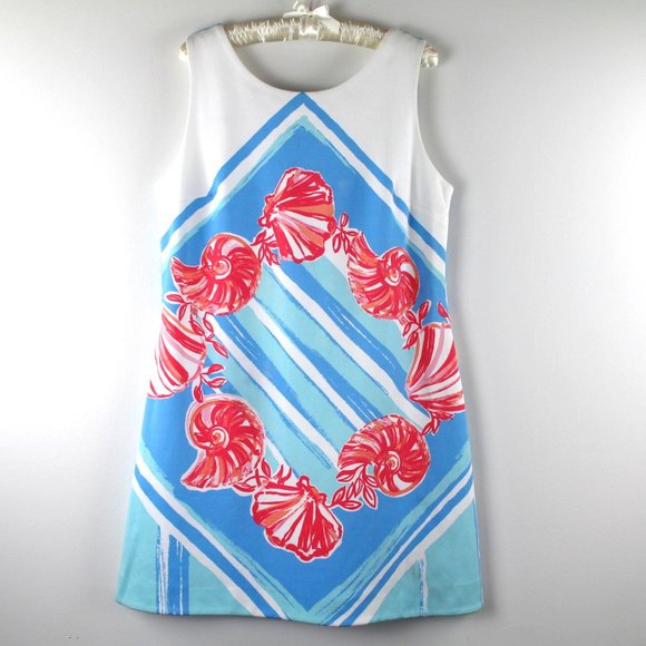 Lilly Pulitzer Dresses & Skirts - Lilly Pulitzer Callie Pool Blue For The Shell Of It Shift Mini Dress L NWT